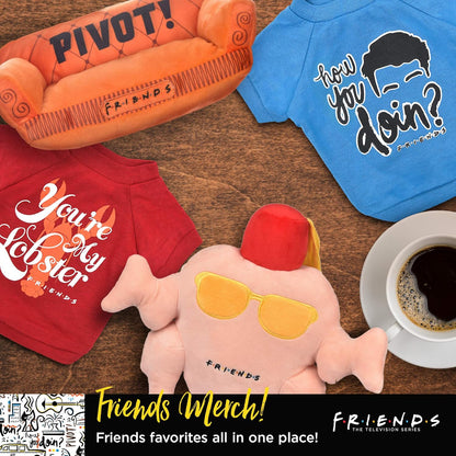 Friends TV Show Central Perk Coffee Mug Plush Dog Toy with Rope Handle| Soft Cute Squeaky Toy for All Dogs | Stuffed Dog Toys with Squeaker Noise for Added Fun, Friends Memorabilia