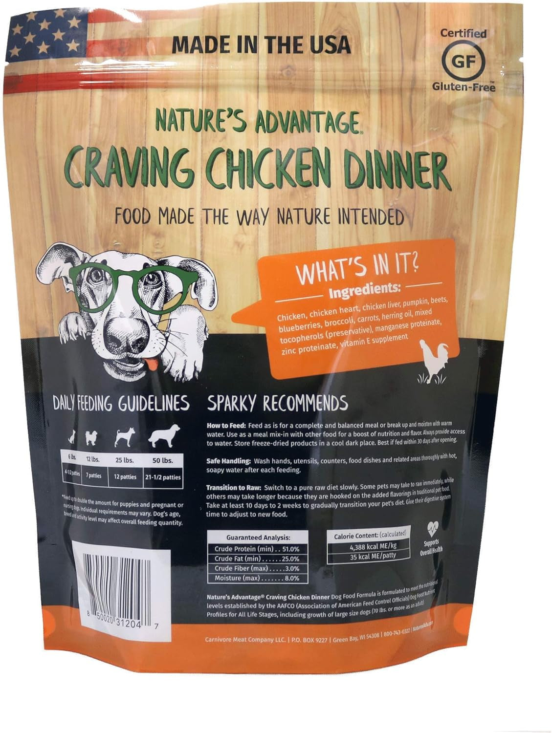 Dinner Dog Food - Freeze-Dried - All Natural Dog Food - Made & Sourced in USA - Grain Free - Resealable Pouch