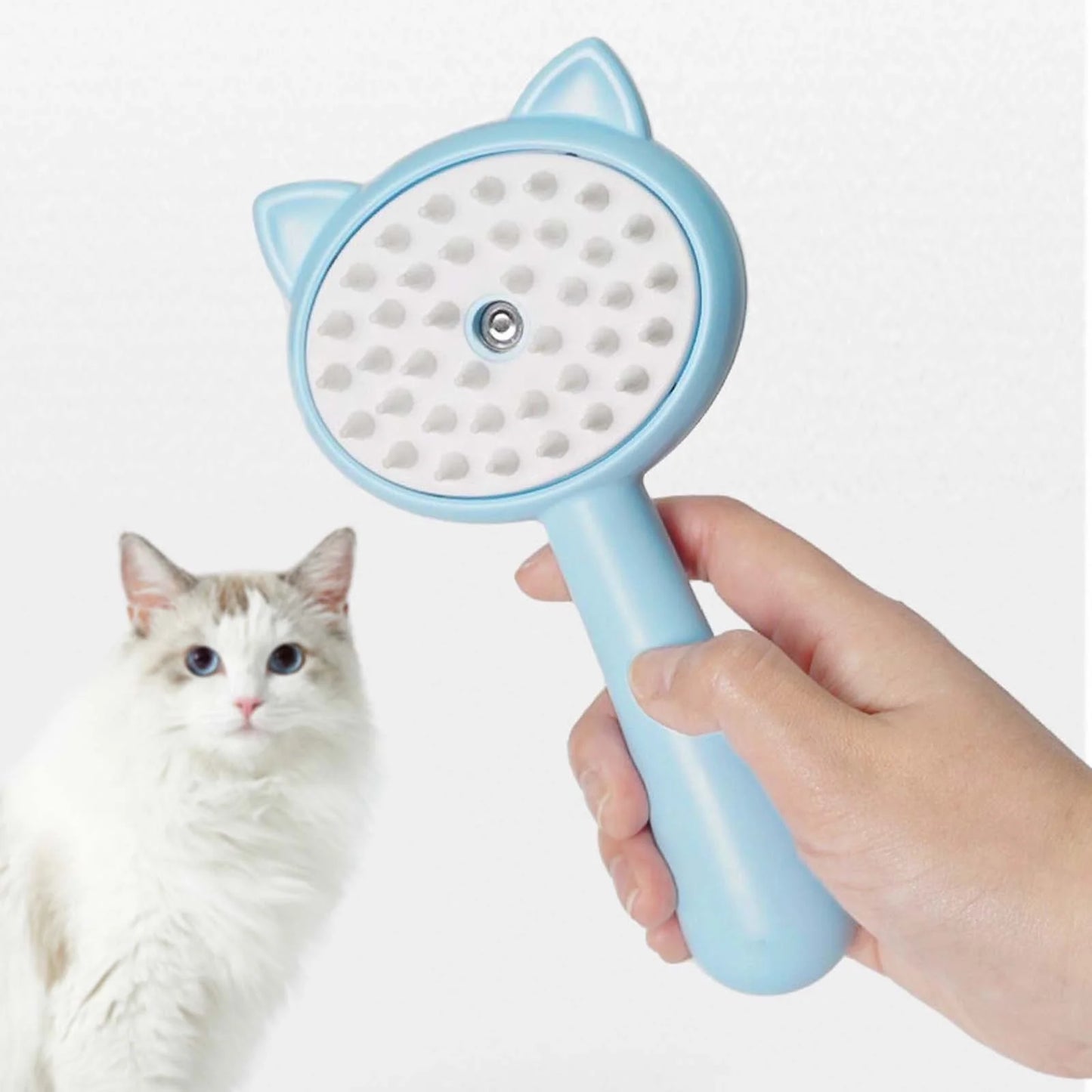 Cat Brush - 3 In1 Cat Steamy Brush, Cat Steamy Brush, Cat Steamer Brush for Massage 2024 New Self Cleaning Steam Cat Brush 3 in 1 Cat Comb for Long & Short Haired Cats Dog Massage Removal