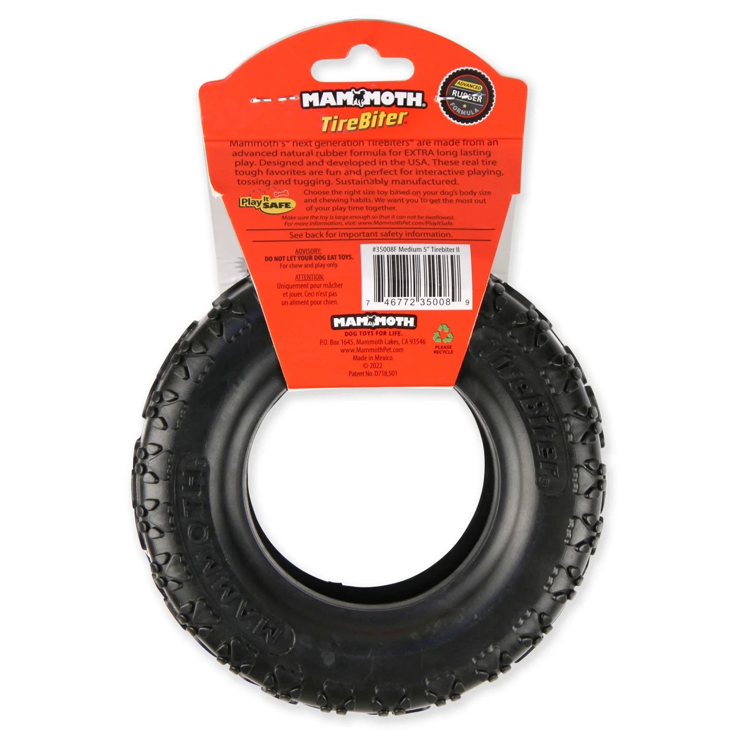 Tirebiter Advanced Rubber Dog Toy, Large, 6"