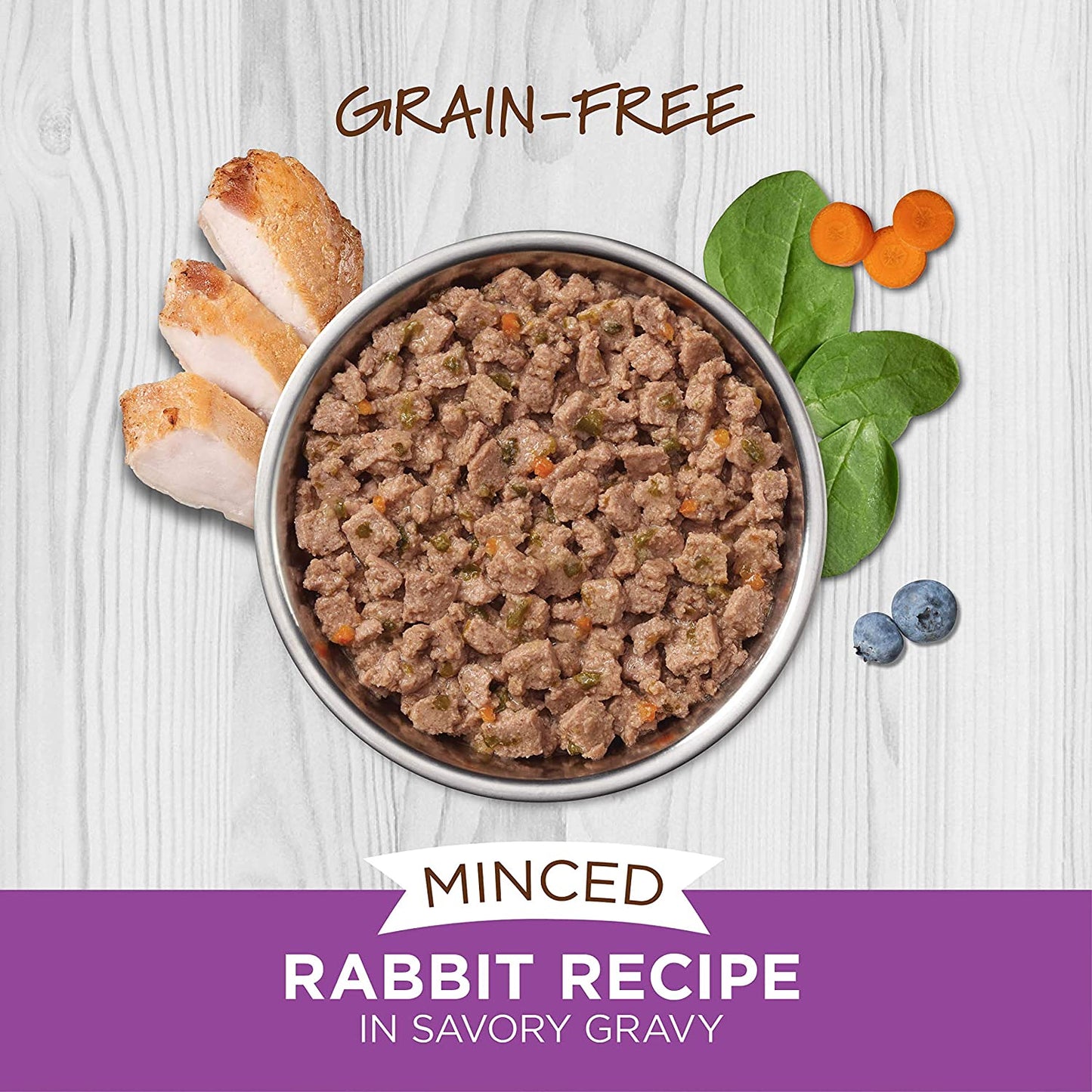 Grain Free Minced Recipe with Real Rabbit Natural Wet Cat Food, 3.5 Oz. Cups (Case of 12)