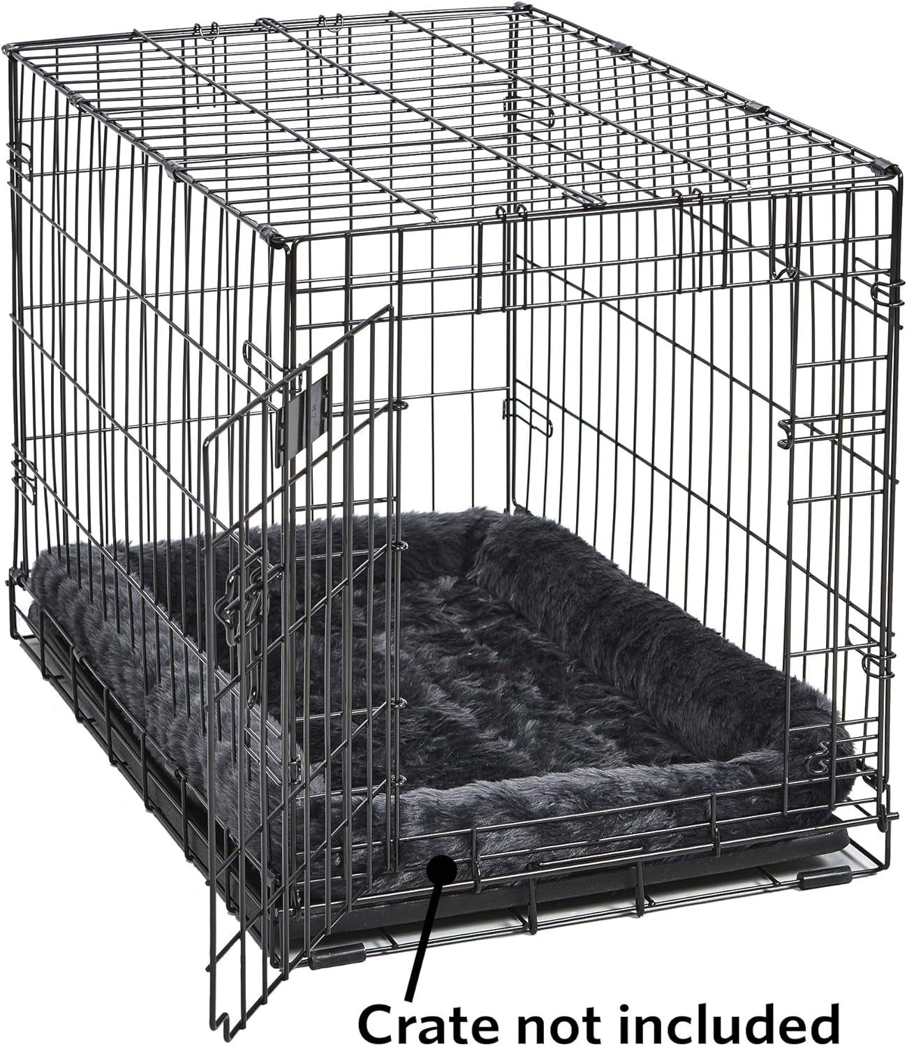 Gray Dog Bed | Bolster Dog Bed Fits Metal Dog Crates | Machine Wash & Dry