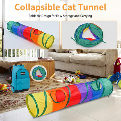 Cat Toys for Indoor Cats Interactive, 25 Assorted Cat Stuff Toys Pack Including Crinkle Tunnel Ball Wand Teaser Feather Mouse Mice Spring Assortment Kit for Cats Kittens Rabbits Puppies