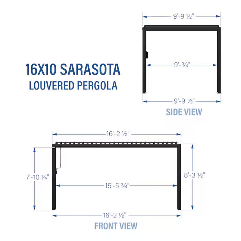 Sarasota 16-Ft W X 10-Ft L X 8-Ft 2-In H Black Metal Freestanding Pergola with Canopy